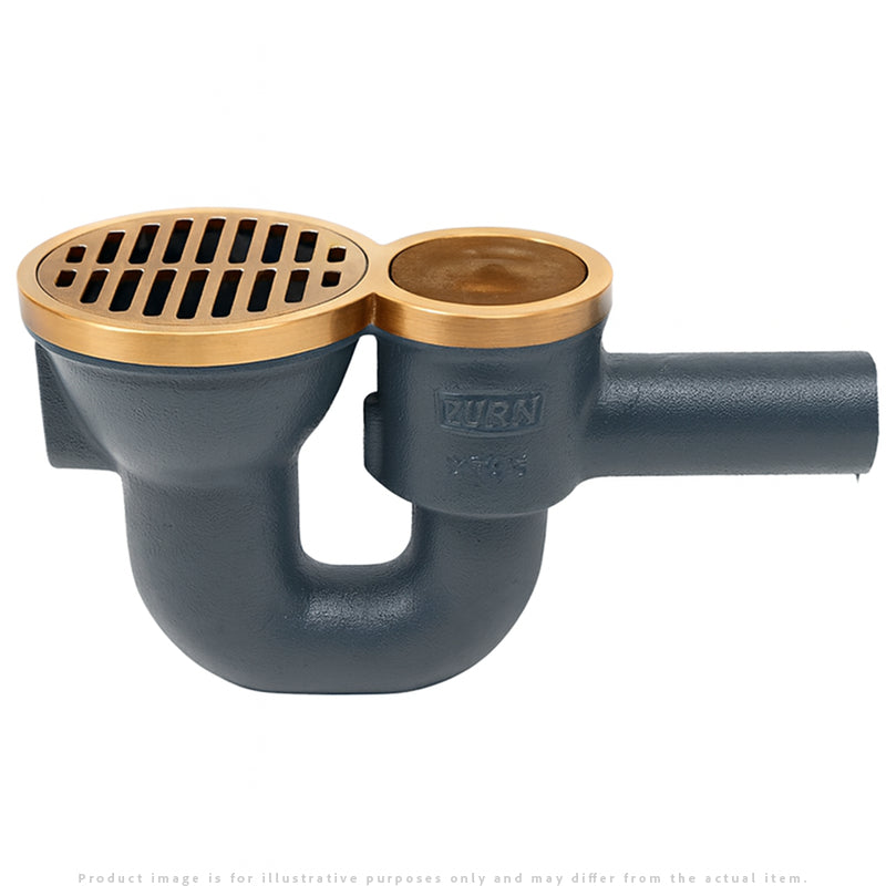 Zurn Z730 9" Medium-Duty Top Drain w/ Integral Double Wall Trap, Side Outlet, Bronze Cleanout