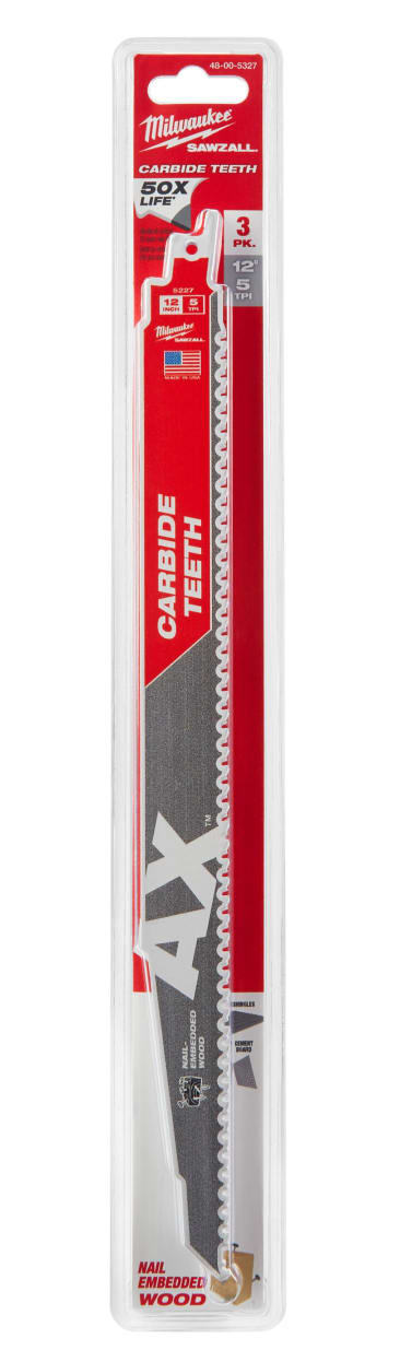 MILWAUKEE 48-00-5327 12IN CAX 3PK SAWZALL BLADE