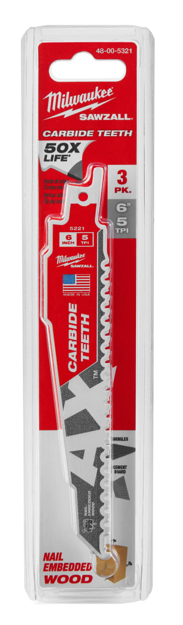 MILWAUKEE 48-00-5321 6IN CAX 3PK SAWZALL BLADE