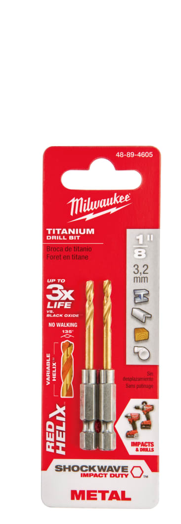 MILWAUKEE 48-89-4605 1/8IN TITANIUM SHOCKWAVE 2PK