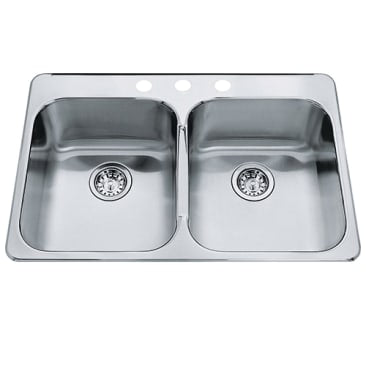 Kindred KIL QDL2031-8-3 DBL BOWL SS SINK 3-H