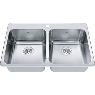 Kindred KIL QDLA2233-8-1 DBL BOWL SINK 1-HOLE