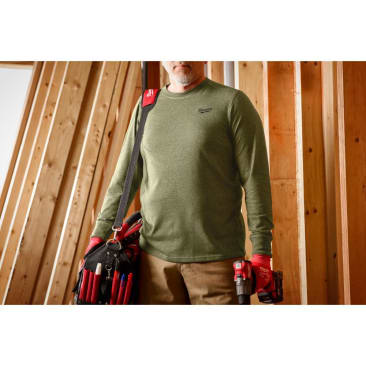 MILWAUKEE 604GN-2X 2XL HYBRID LONG SLEEVE WORK T-SHIRT GREEN