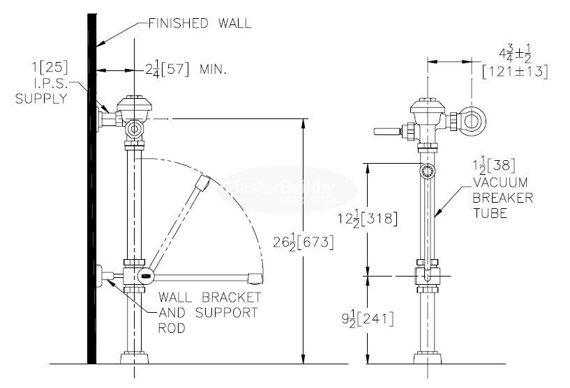 Zurn Z6000AV-BWN-FF 4.5 GPF Exposed Flush Valve with Bedpan Washer for Water Closets