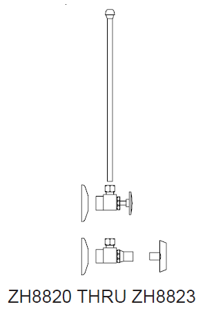 Zurn ZH8822-XL-LRLK-PC 1/2" IPS x 3/8" OD Heavy-Duty Loose Key Stops with Flexible Lavatory Supply